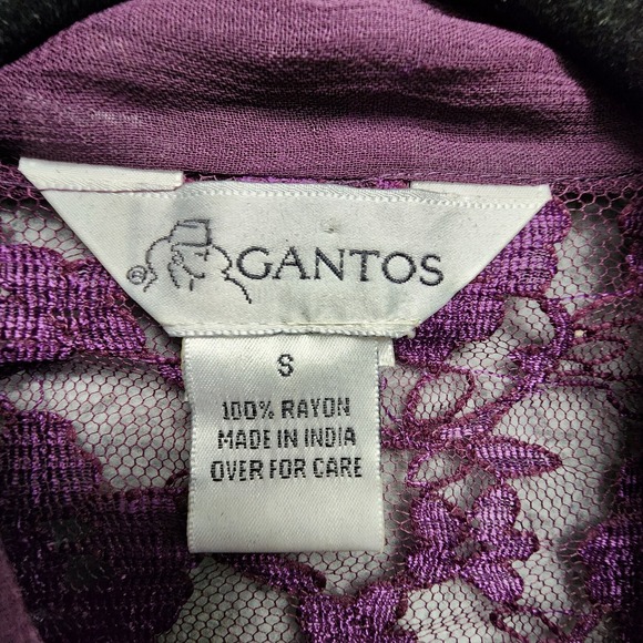 Vintage Gantos Blouse Womens Small Purple Lace Floral Whimsigoth Boho Witchy NEW - Picture 6 of 11